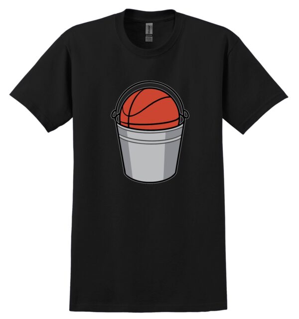 Picture of a T-Shirt with the Full Buckets Hoops logo on it.